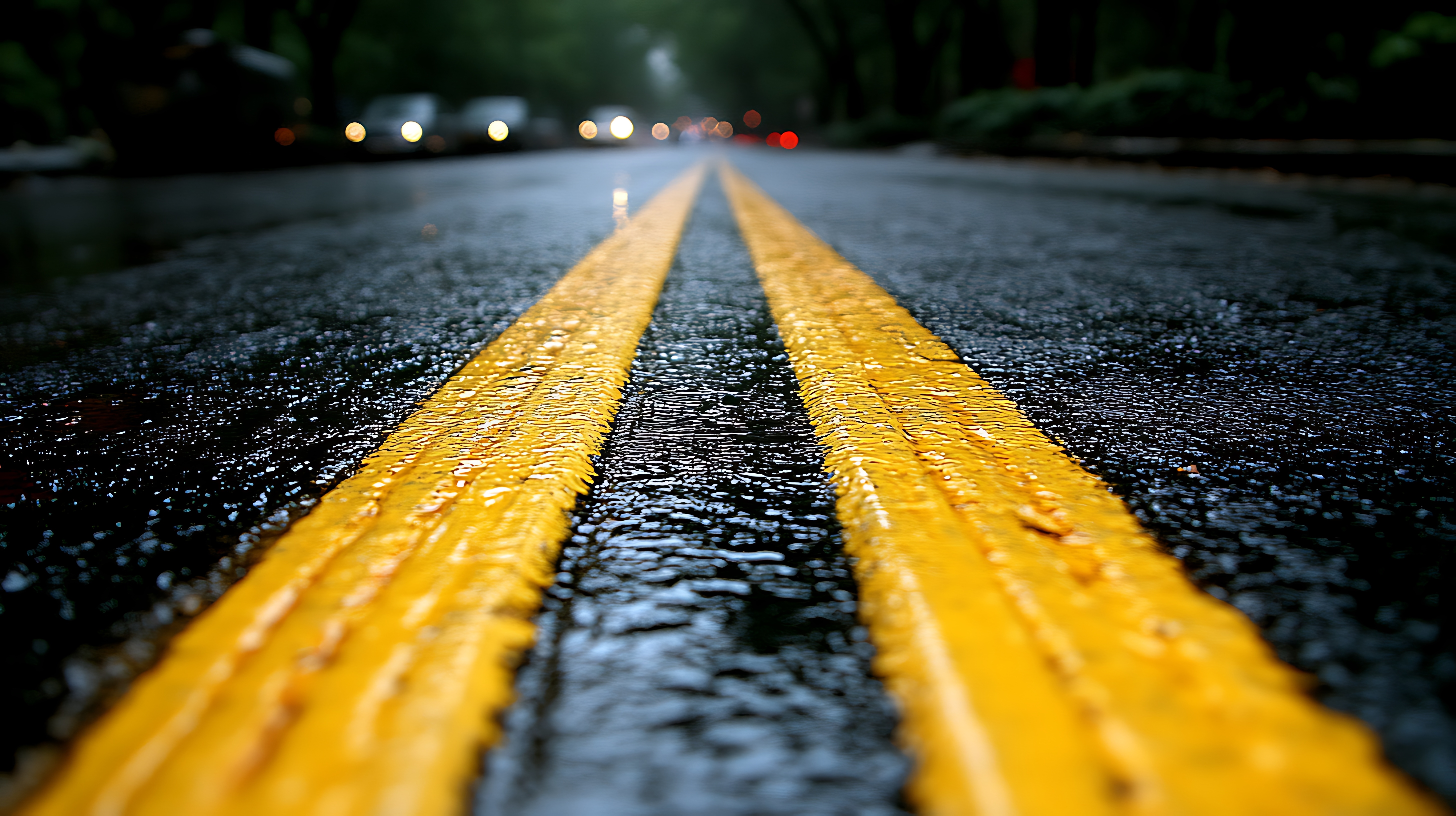 road with double yellow line
